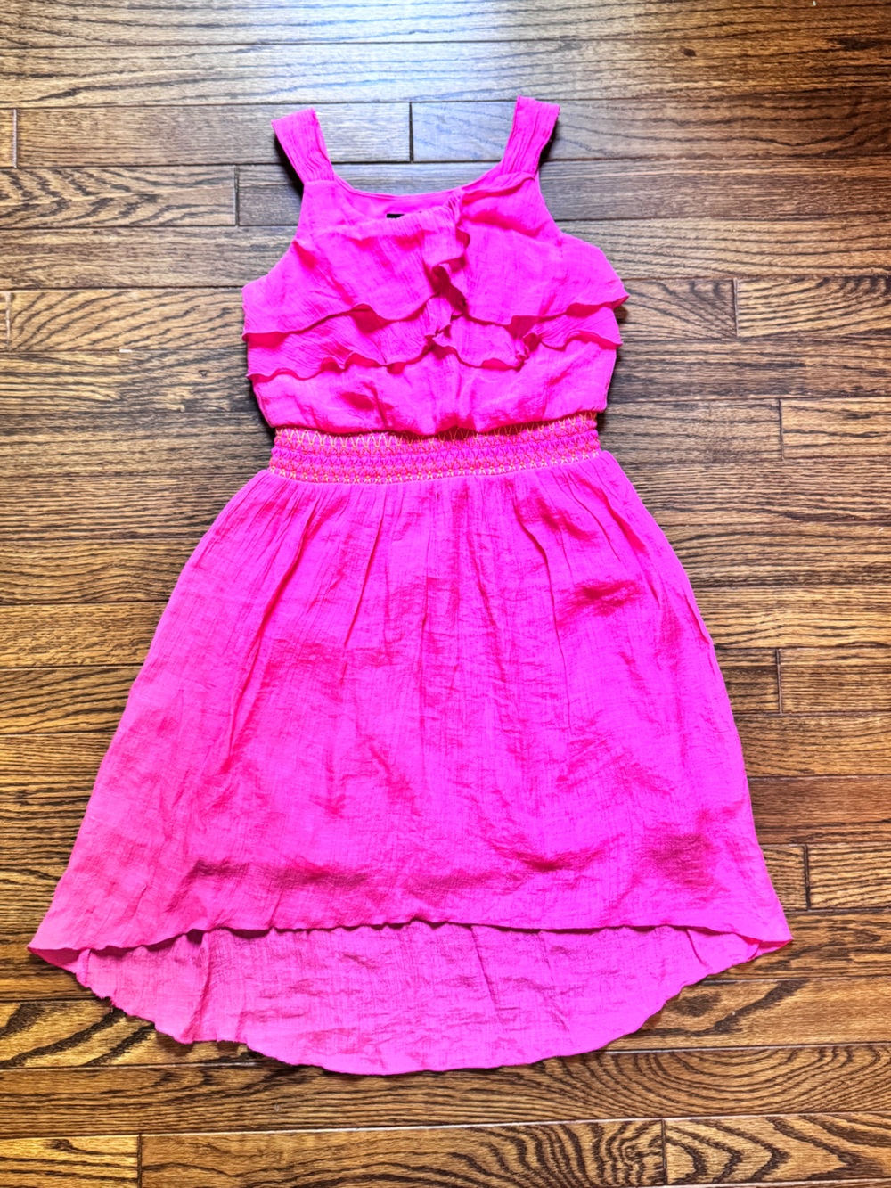 Girls Pink Ruffle Sleeveless Dress